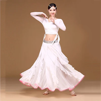 White Suit Фантазия танец живота костюм для дамы красная роза черный, белый цвет Модальные Топы+ юбка сексуальное Для женщин женственный этап исследования костюмы Q30130 - Цвет: White Suit