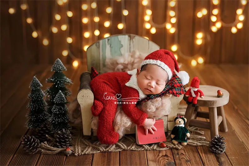 Реквизит Fotografia Navidad старый деревянный диван Новорожденный ребенок позирует Реквизит фотография винтажная деревянная студия реквизит для фотосъемки