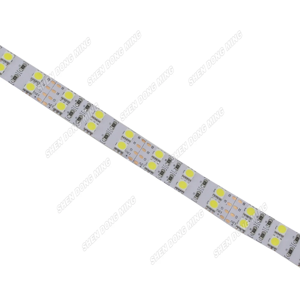 Светодиодная лента 5050 SMD теплая белая/белая двухрядная IP22 600 светодиодов 5 м для