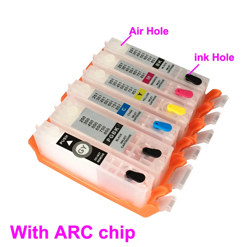 

6 colors PGI-150XL CLI-151XL Refillable Ink Cartridges for Canon pixma MG6310 with ARC chips