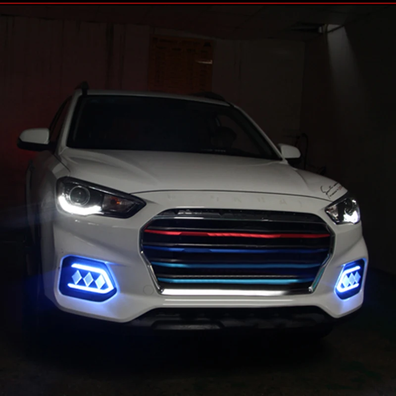 Hlxg 1 комплект светодиодный DRL дневные ходовые огни белый противотуманный свет для