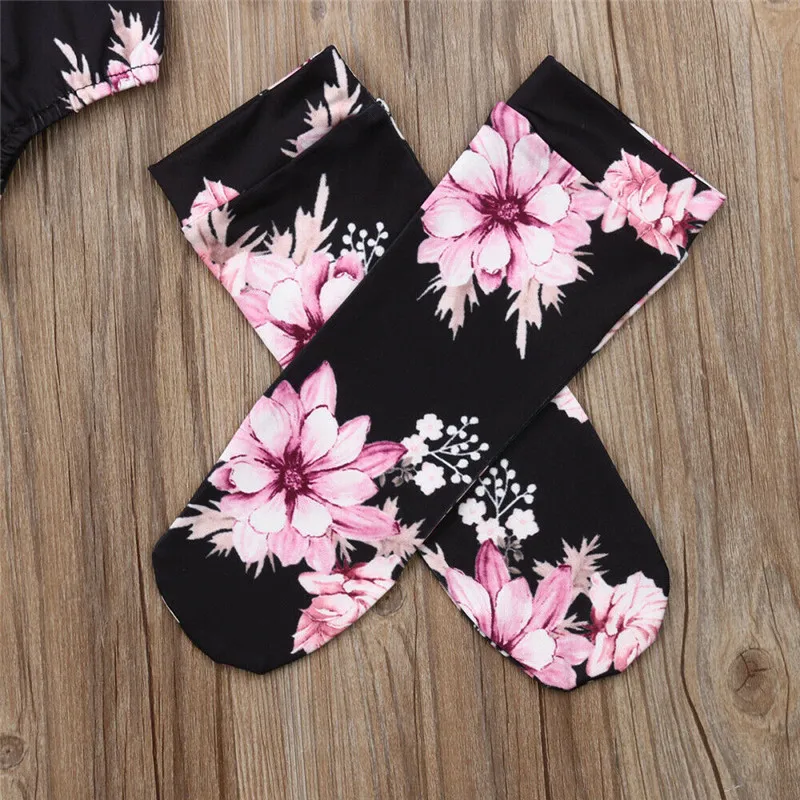 3 предмета боди с длинными рукавами для новорожденных цветочным принтом