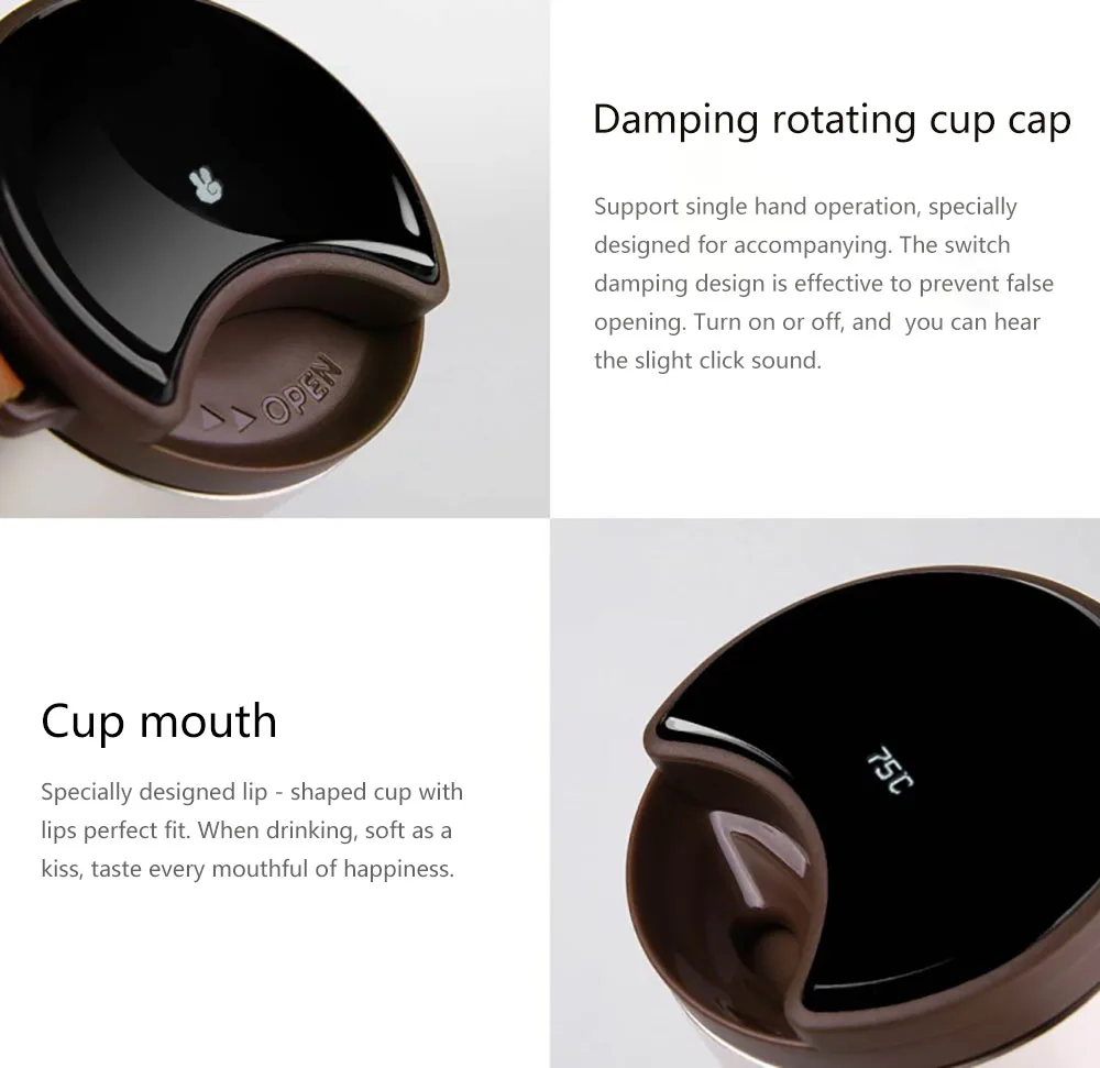 Xiaomi дорожная кружка Мока умный кофе стакан вакуумная изоляция бутылка сенсорный экран дисплея температуры нержавеющая сталь кофейная чашка