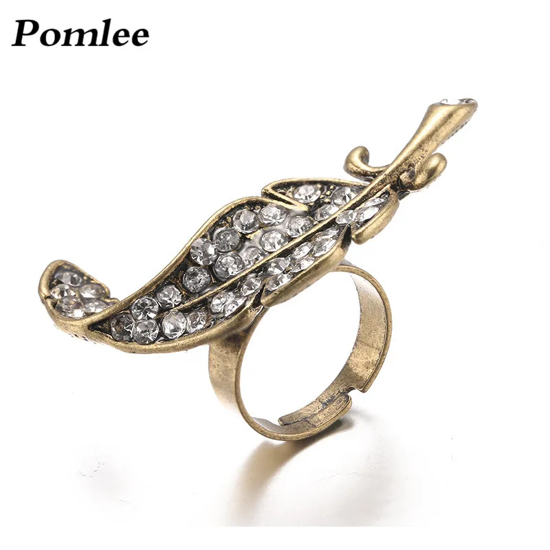 Pomlee винтажные золотые серебристый лист в форме открытых колец Античный Размер