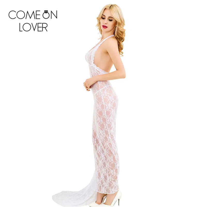 RL80228 Comeonlover модное прозрачное Женское ночное белье белого цвета с v образным