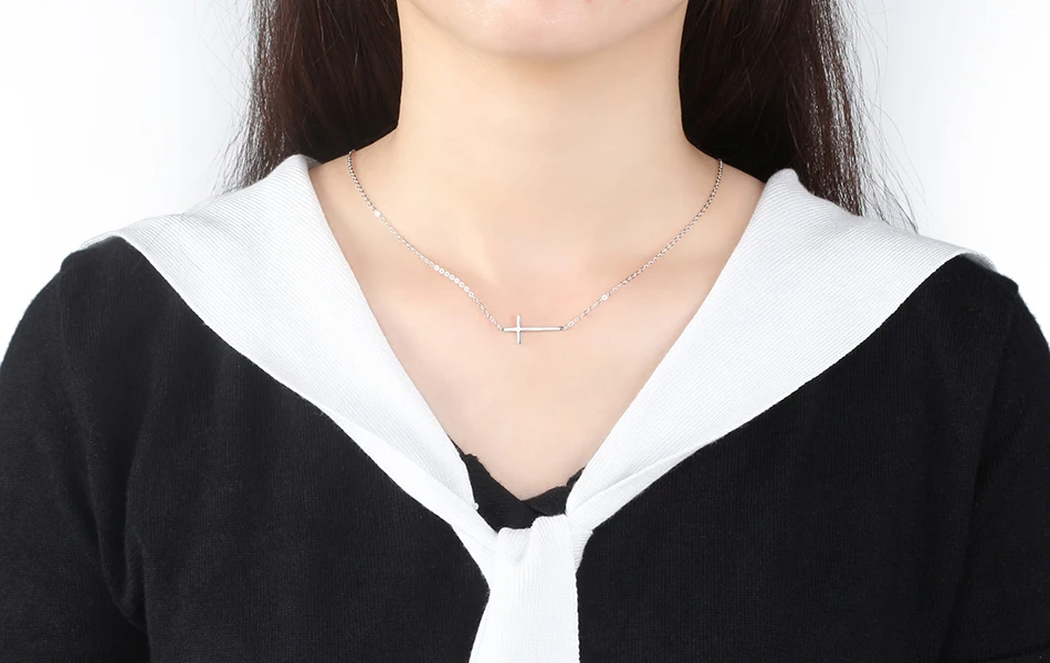 ORSA JEWELS подлинное Серебро 925 женское ожерелье подвеска в форме Креста 24 мм ширина Стерлинговое Серебрянное ювелирное ожерелье вечерние подарки OSN110