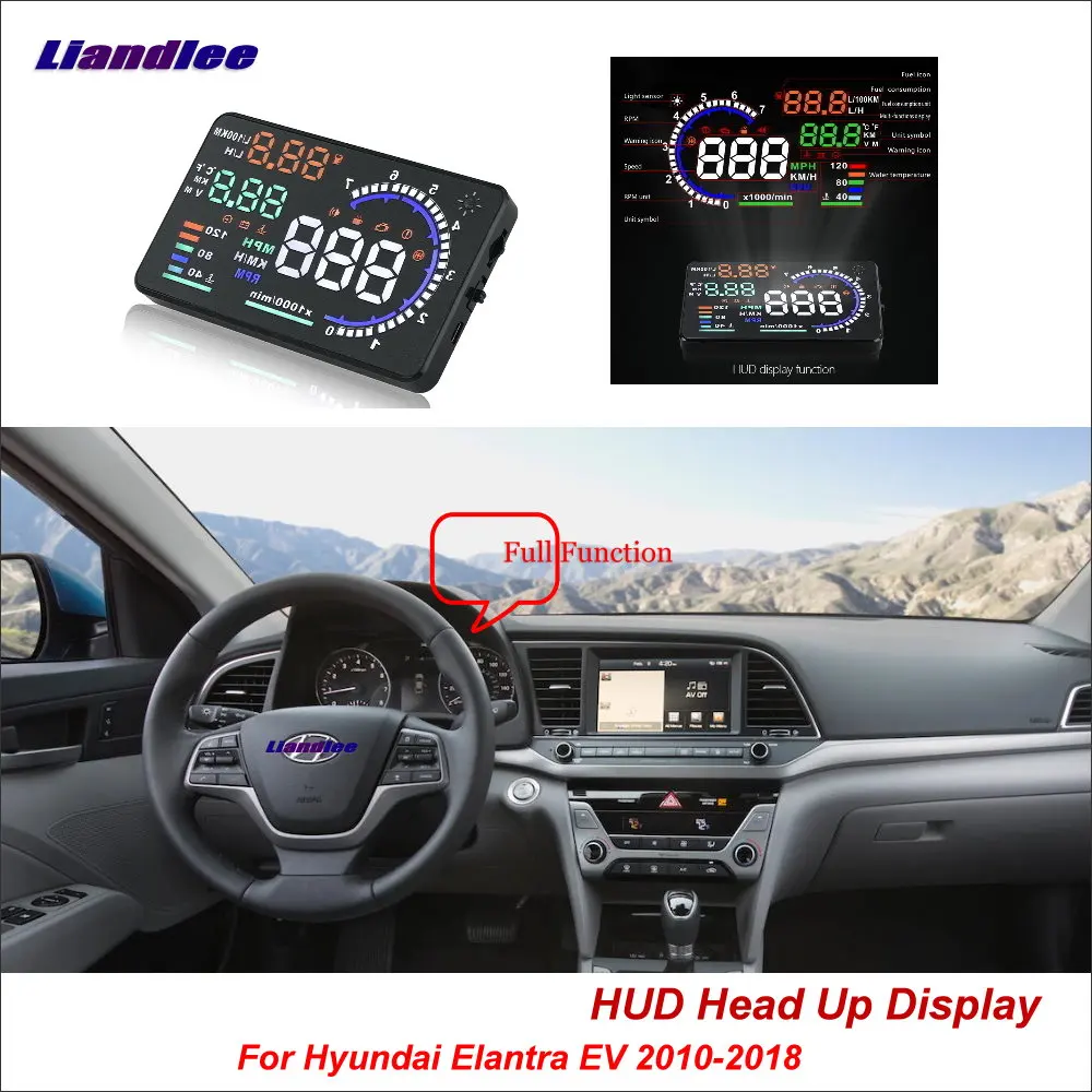 

Liandlee Car Head Up Display HUD For Hyundai Elantra EV 2010-2018 Digital Projector Screen OBD Mileage Fuel Consumption Detector