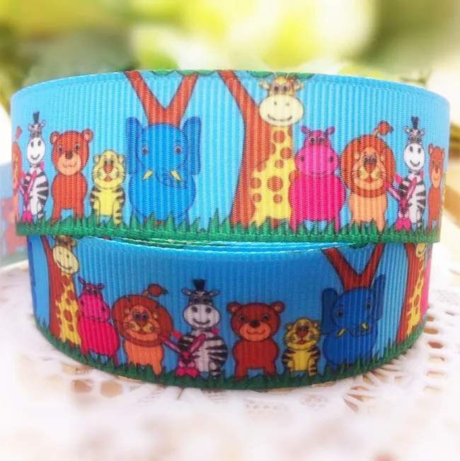 22mm style 2 Смешанные размеры слон зебра лев напечатанный Grosgrain ленты одежда пекарня подарок упаковочный материал 10 ярдов - Цвет: 22mm style 2