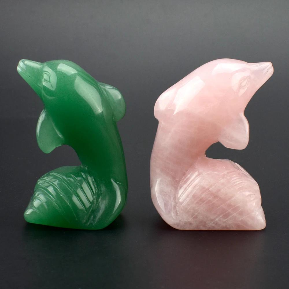 2 шт. ''статуэтки дельфинов Резные натуральный драгоценный камень кристалл