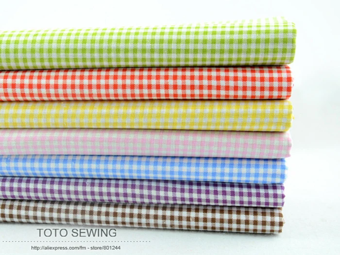 FREE SHIPPING 50cmx50cm 7 Colors Assorted Cotton Fabric Fat Quarters Basic Patchwork Bundle for sewing&quotMini Checks&quotW3B3 2|patchwork fabric
