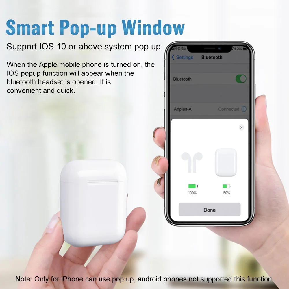 I60 TWS 1:1 Air беспроводные Bluetooth наушники гарнитура QI Беспроводная зарядка бас стерео