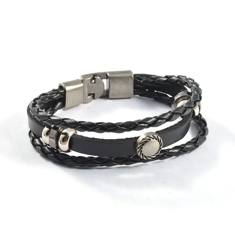 Новый Винтаж Кожаные браслеты унисекс Ретро Многослойные Обёрточная бумага для