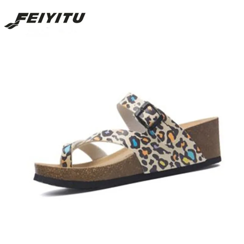 Новинка 2019 Модные женские сандалии FeiYiTu на пробковой платформе летние пляжные с