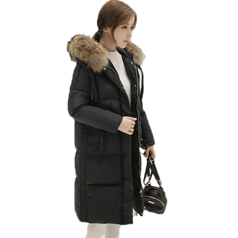 Новинка 2020 женский пуховик с широкой талией Толстая теплая длинная пуховая