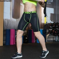 ganyanr brand running tights men sports leggings skinny compression sportswear fitness yoga spandex shorts solid gym training