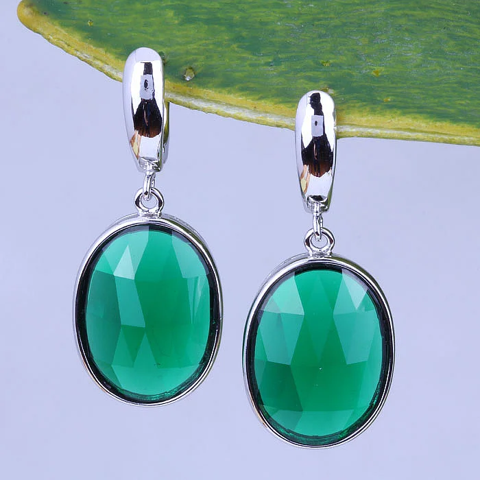 Женские серьги-подвески овальной формы серебристого цвета | Украшения и