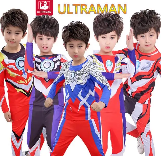Детский костюм Ultraman с длинными рукавами для костюмированной вечеринки детский для ребенка для мальчика, костюм Ultraman dyna tiga для девочки, костюм Ultraman, быстросохнущая рубашка, одежда