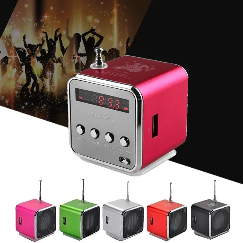 TD-V26 мини-динамик портативный MP3 музыкальный плеер с ЖК-поддержкой fm-радио Micro TF SD Стерео Громкий динамик для ноутбуков мобильных телефонов
