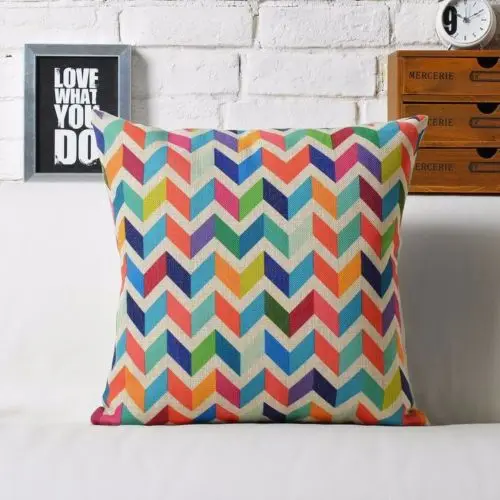 Геометрический Красочные Zig zag неотразимые густые льняная подушка крышка Печать Подушка Чехол бутафория шеврон дом, автомобиль, Диван Декор подарок 45x45 (art.: 78be63f4b) - 78be63f4b