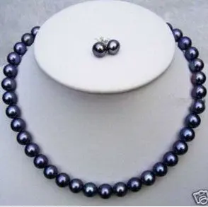 

Charming TAHITIAN black 8MM AKOYA PEARL NECKLACE Earring Fashion Free shipping