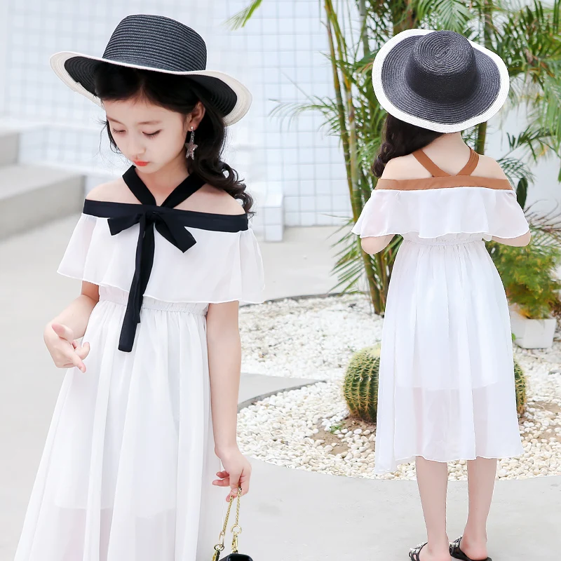 Baby Girls Dress 2018 New Fashion Summer Cotton White Solid Dresses for Girl 4-16y Sweet Casual Kids Children Clothing 5ds648 | Детская