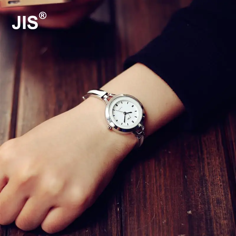 Модные кварцевые часы JIS розовое золото серебро тонкий ремешок женские наручные