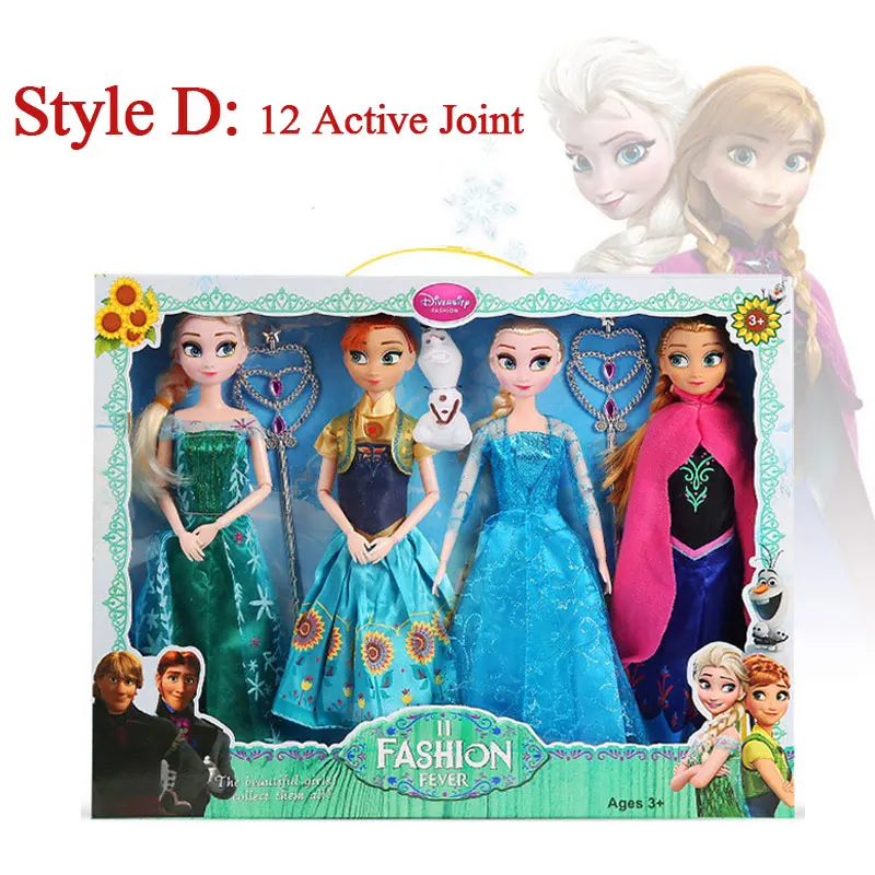 D Disney 30cm Frozen Doll Elsa Anna Princess Action Body Toy Fairy Fantasy Figure Model Girl Dress Up DIY Accessories For Kid Gift - Цвет: D
