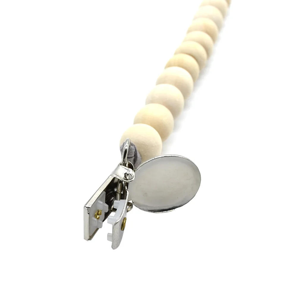 Wood Pacifier Clip Chain Wooden Bead Dummy Holder Cute Clips Soother Chains Baby Teething Toy for Chew F X | Мать и ребенок