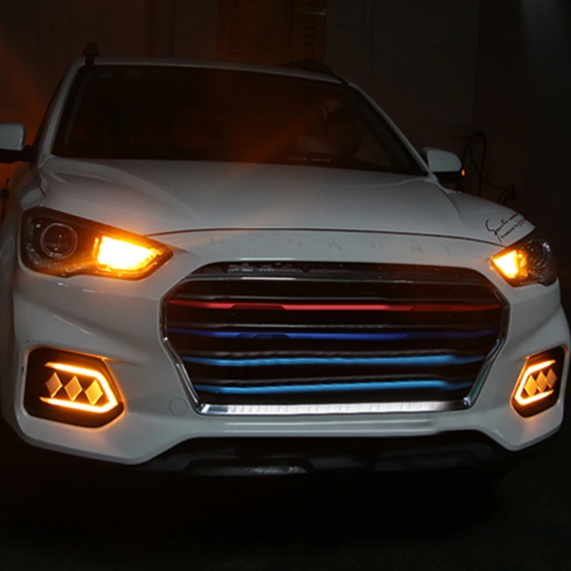 Hlxg 1 комплект светодиодный DRL дневные ходовые огни белый противотуманный свет для