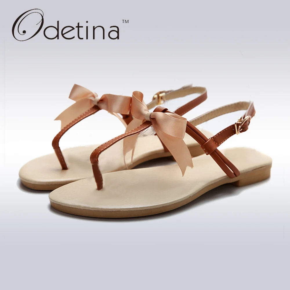 Odetina/2017 г. Новые летние пляжные шлепанцы на плоской подошве красивые женские