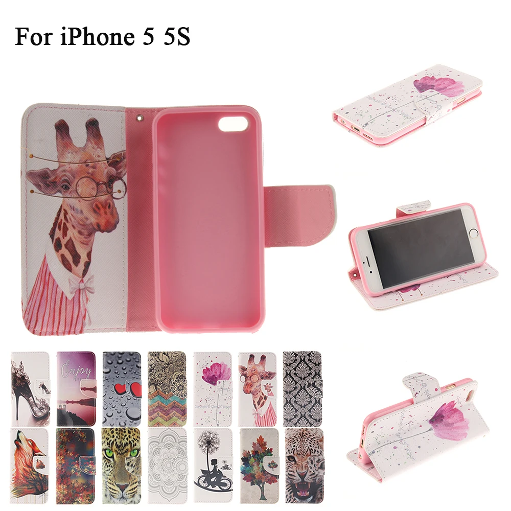 Кошелек мобильного телефона чехол для iPhone 5 5S искусственная кожа флип Цветок