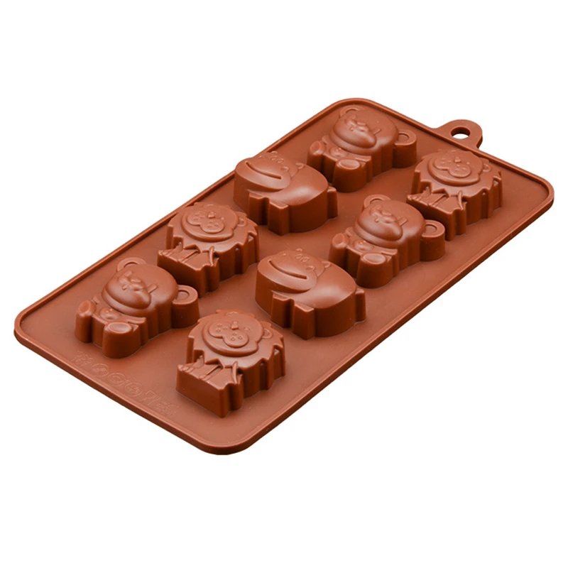 LeBei 8 Holes Cute Bear Lion Hippo Chocolate Mold Soap / Ice DIY For Kids Pudding Silicone High Temperature | Дом и сад