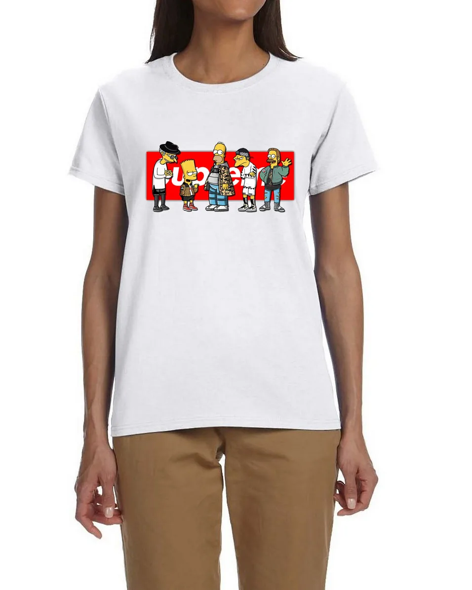 2019 Лето Симпсон печати с коротким рукавом o-образным вырезом Женская футболка