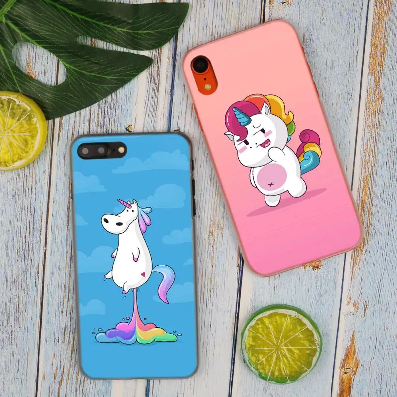 Яркий модный прозрачный жесткий чехол для телефона с единорогом iPhone X XS Max XR 8 7 6 6s