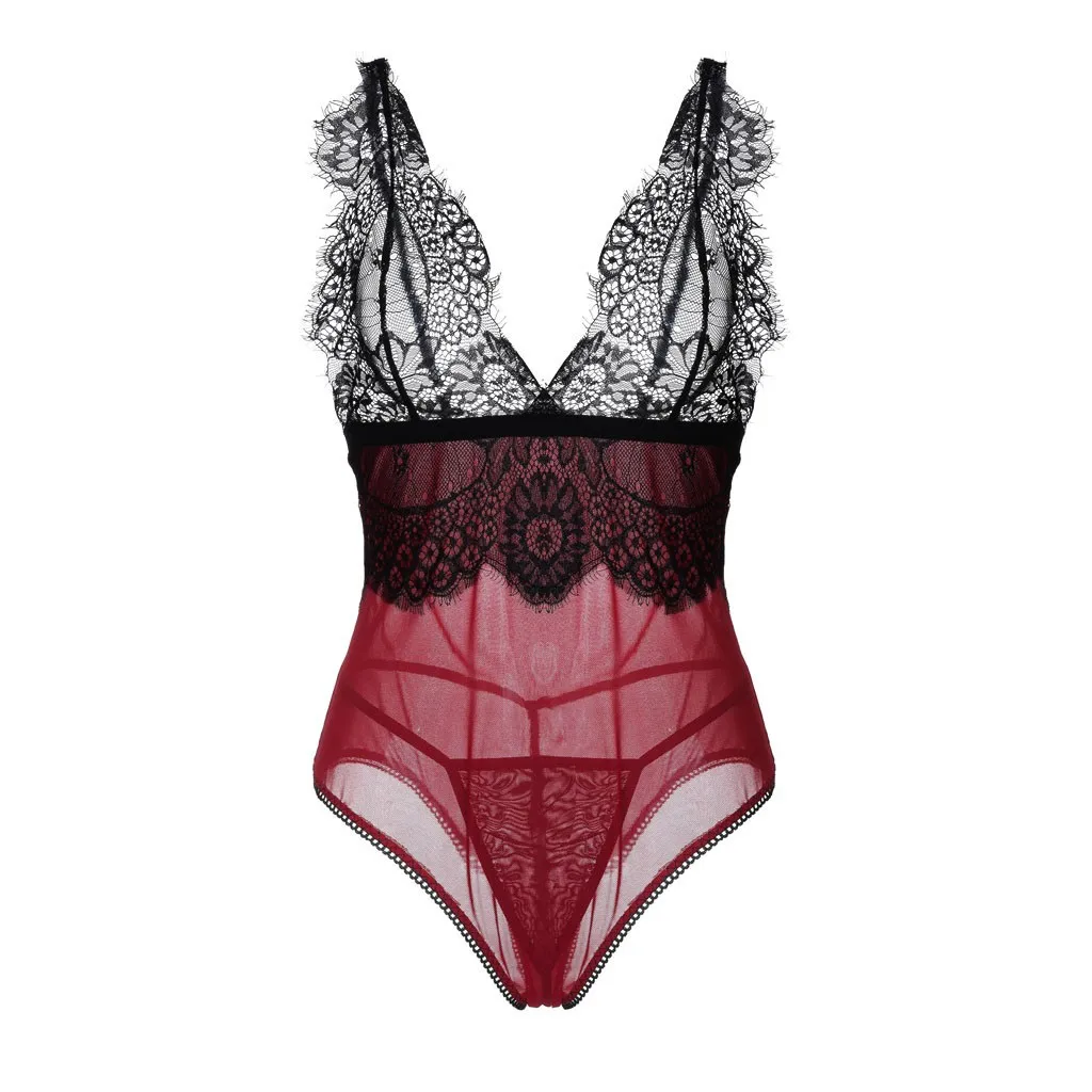 Стринги новые женские сексуальные ресницы кружева Sheer Splice Teddy боди с открытой спиной нижнее белье Эротический Косплей Костюм lenceria