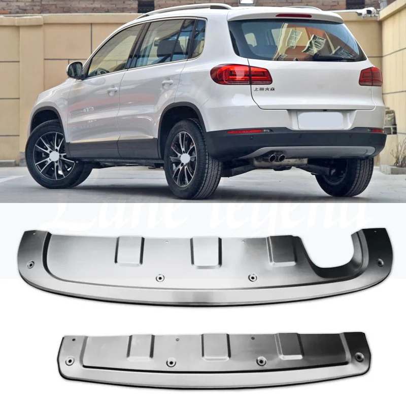 Для Volkswagen Tiguan 2013 Передняя нержавеющая сталь хром Задний бампер протектор нескользящий лист