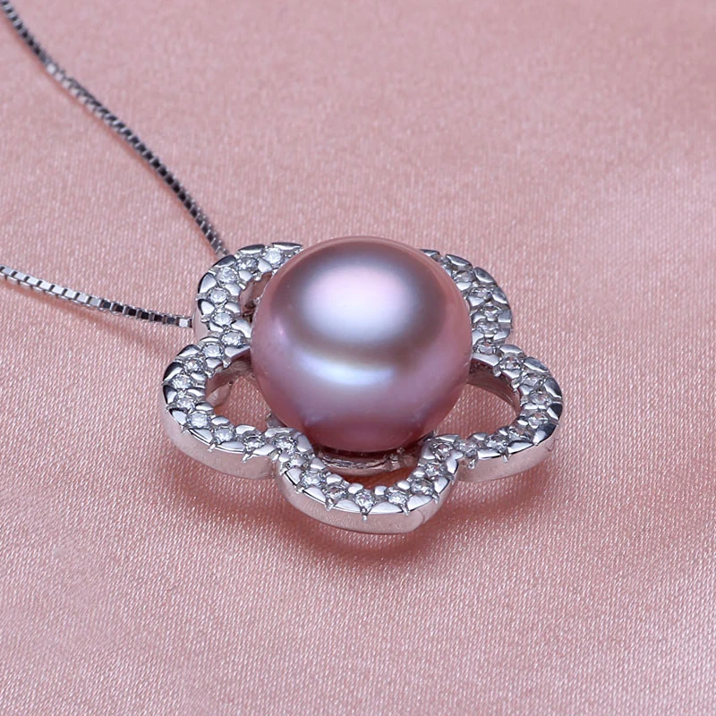 

Fashion 925 sterling silver Pearl Pendant Necklace Jewelry Natural Freshwater 10-11mm big Pearl Pendants Pearl Jewelry For Women