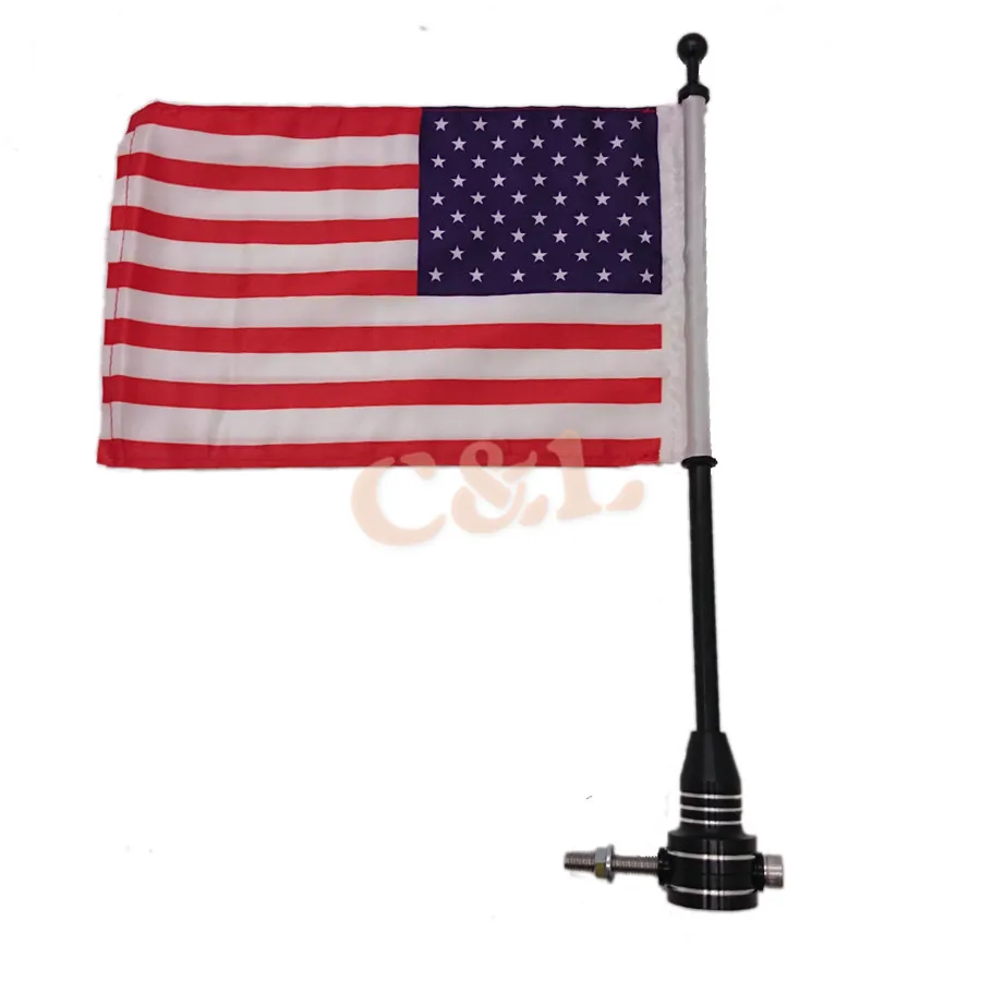 Черный CNC задняя боковая стойка для багажа США американский флаг полюс Harley