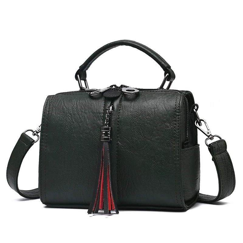 Dark Green SMOOZA винтажная женская сумка с кисточками, роскошная сумка на плечо, женские сумки, дизайнерская сумка из искусственной кожи на молнии, сумка через плечо для девочки, маленькая сумка - Цвет: Dark Green