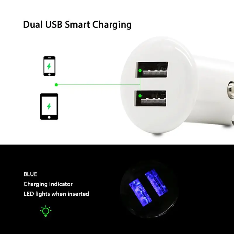 Sindvor Mini Dual USB Автомобильное зарядное устройство адаптер 3.1A LED мобильный телефон