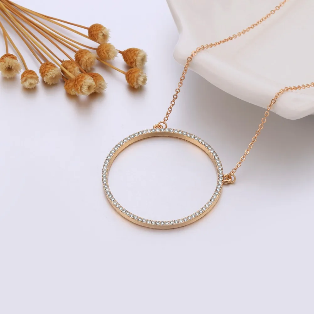 Круглое ожерелье с подвеской в виде Круга из кристаллов цвета розового золота