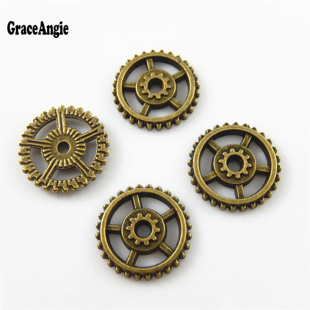 GraceAngie 25PCS Antique Bronze Retro Style Small Gear Wheel Jewelry Making Accessory Scrapbook Pendants Wholesale Price 52652 | Украшения