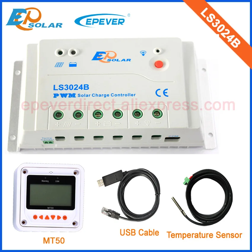 

30A EPEVER Solar battery controller LS3024B 24V 12V Battery charging Solar home system USB cable&Temp sensor Solar PWM system