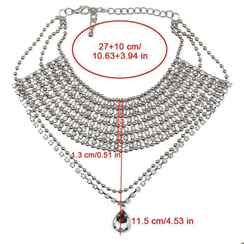 Ожерелье женское с блестящими кристаллами стразы грудь цепочка для тела