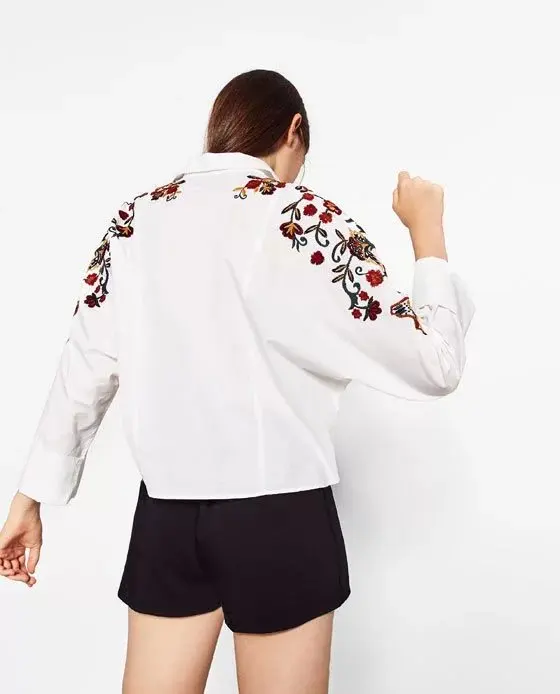 Новинка 2017 женские винтажные бабочки и Цветочная вышивка свободные блузки