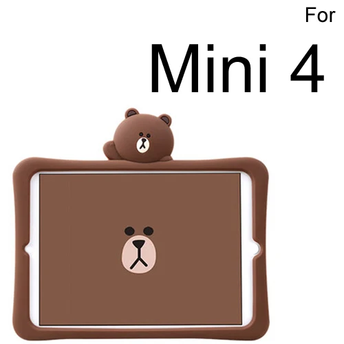 For mini4 brown Чехол для ipad дети силиконовый милый мультфильм медведь Air 12 Pro 9,7 mini 1 2 3 4 противоударный портативный моющийся защитный - Цвет: For mini4 brown