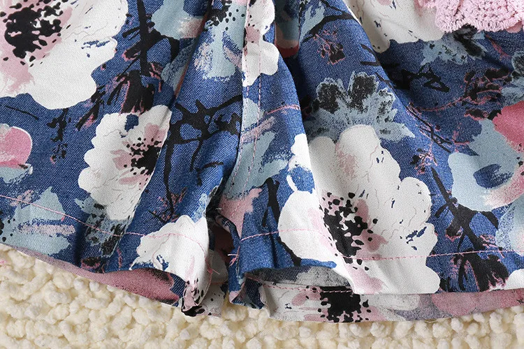 Summer Girl Clothing Sets Children's Flower Sling Vest+ Shorts 2 Pieces Suits Petal Chiffon Print Floral Pants Clothes