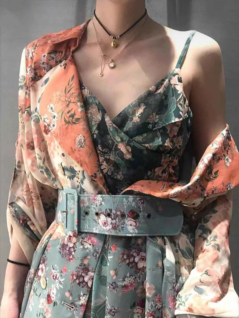 Boho Летнее платье пляжное Каскадное женское платье уличный стиль Слинг без рукавов Макси платье с v-образным вырезом платье с цветным принтом Новинка