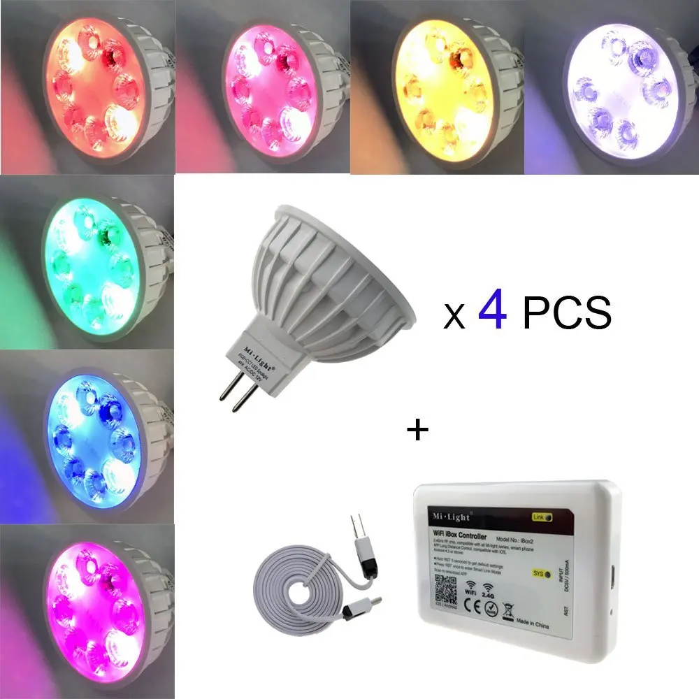 Набор сделай сам 16mi llion цвета 4 шт. X MR16 /GU10 RGB + CCT светодиодная точечная лампа 12 В AC/DC