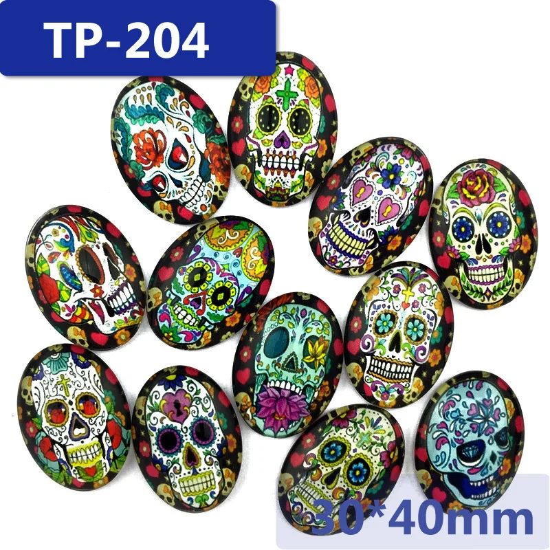 

30*40mm oval glass cabochon pictures mixed pattern fit base setting for jewelry embellishment flatback 10pcs/lot-1 TP-204-O
